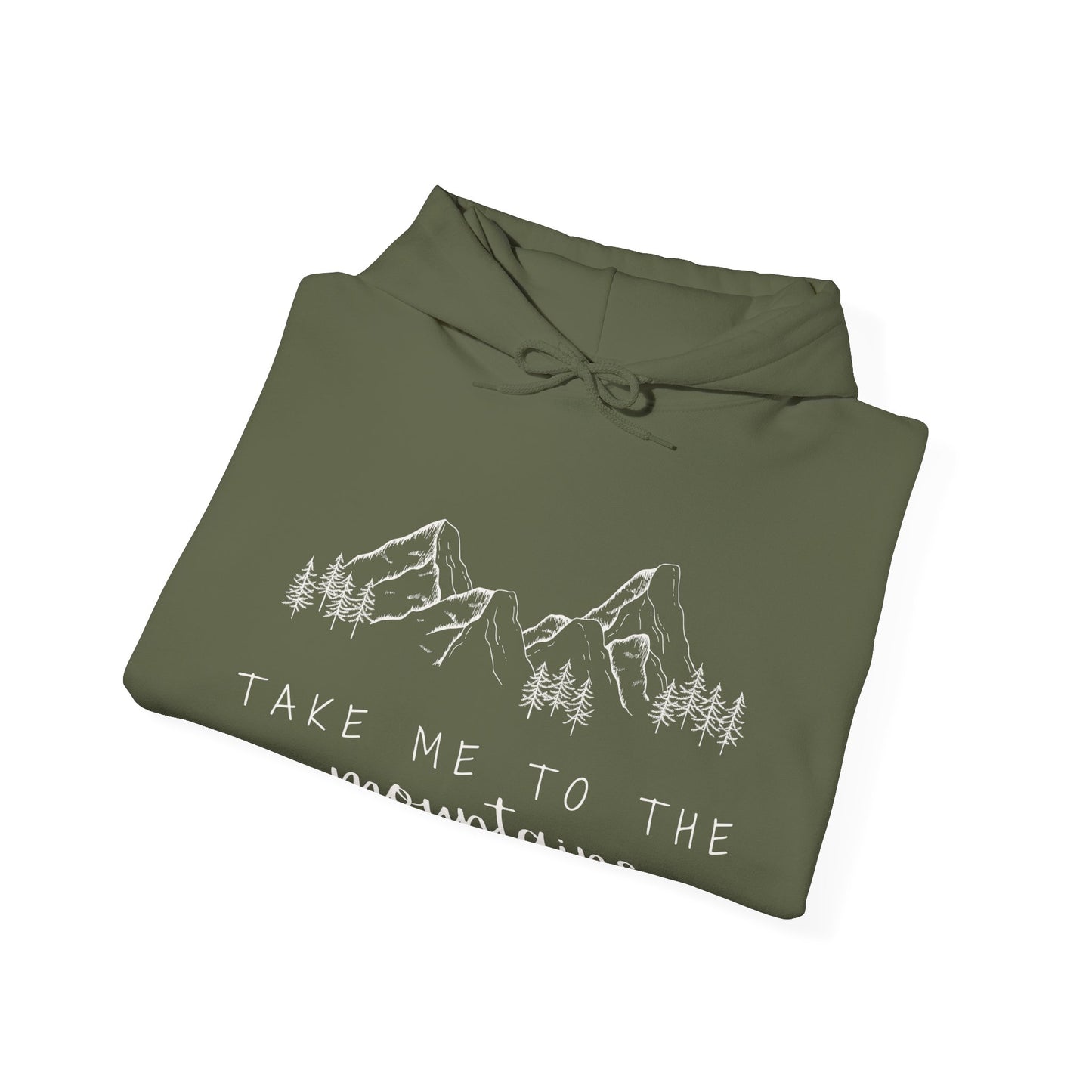 Take Me to the Mountains quote hoodie – cosy adventure hoodie for outdoor lovers, hiking enthusiasts, and travel fans. Stylish unisex hoodie for mountain getaways and nature explorers.