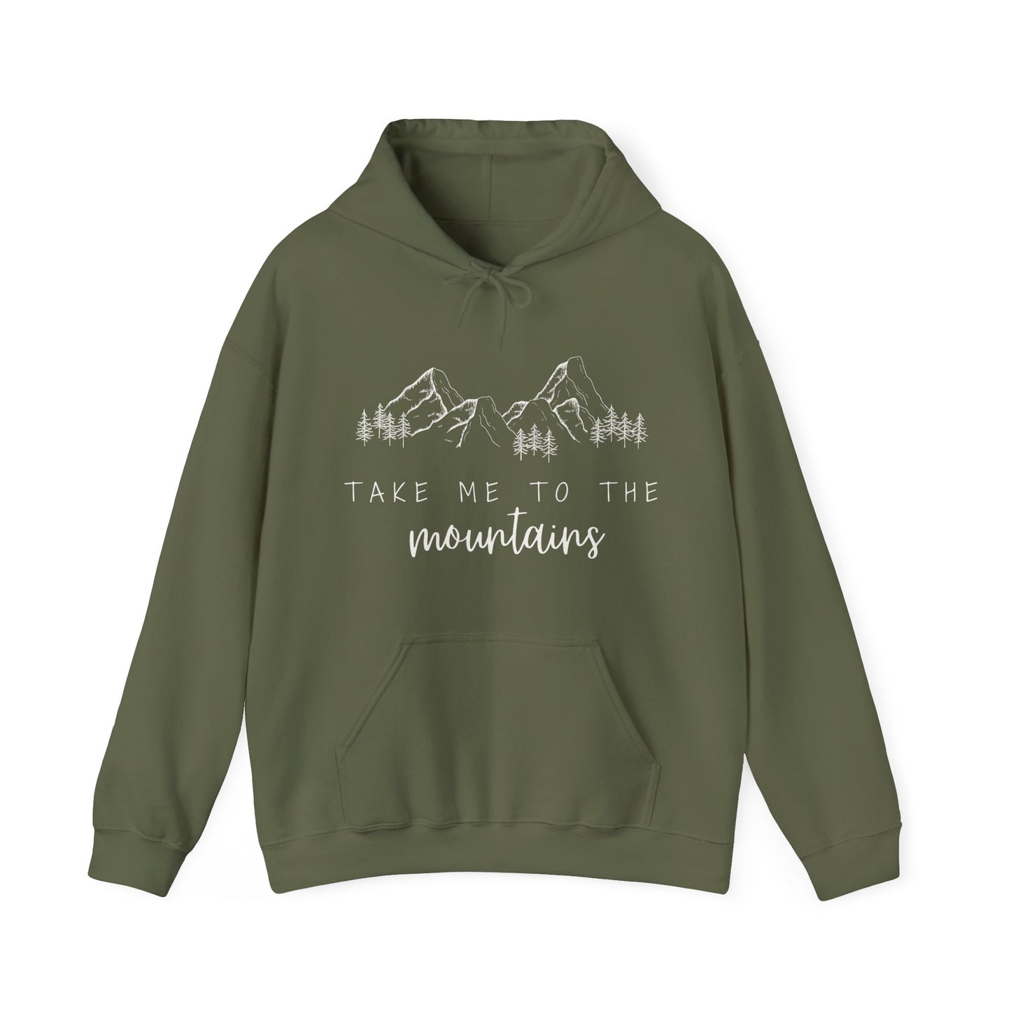 Take Me to the Mountains quote hoodie – cosy adventure hoodie for outdoor lovers, hiking enthusiasts, and travel fans. Stylish unisex hoodie for mountain getaways and nature explorers.