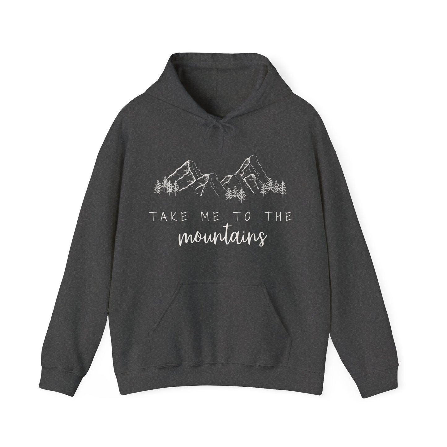 Take Me to the Mountains quote hoodie – cosy adventure hoodie for outdoor lovers, hiking enthusiasts, and travel fans. Stylish unisex hoodie for mountain getaways and nature explorers.