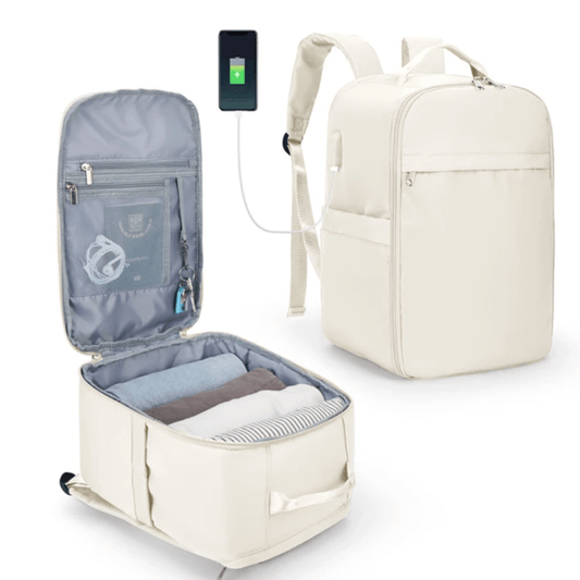 White Ryanair 40x20x25cm compact cabin travel backpack 